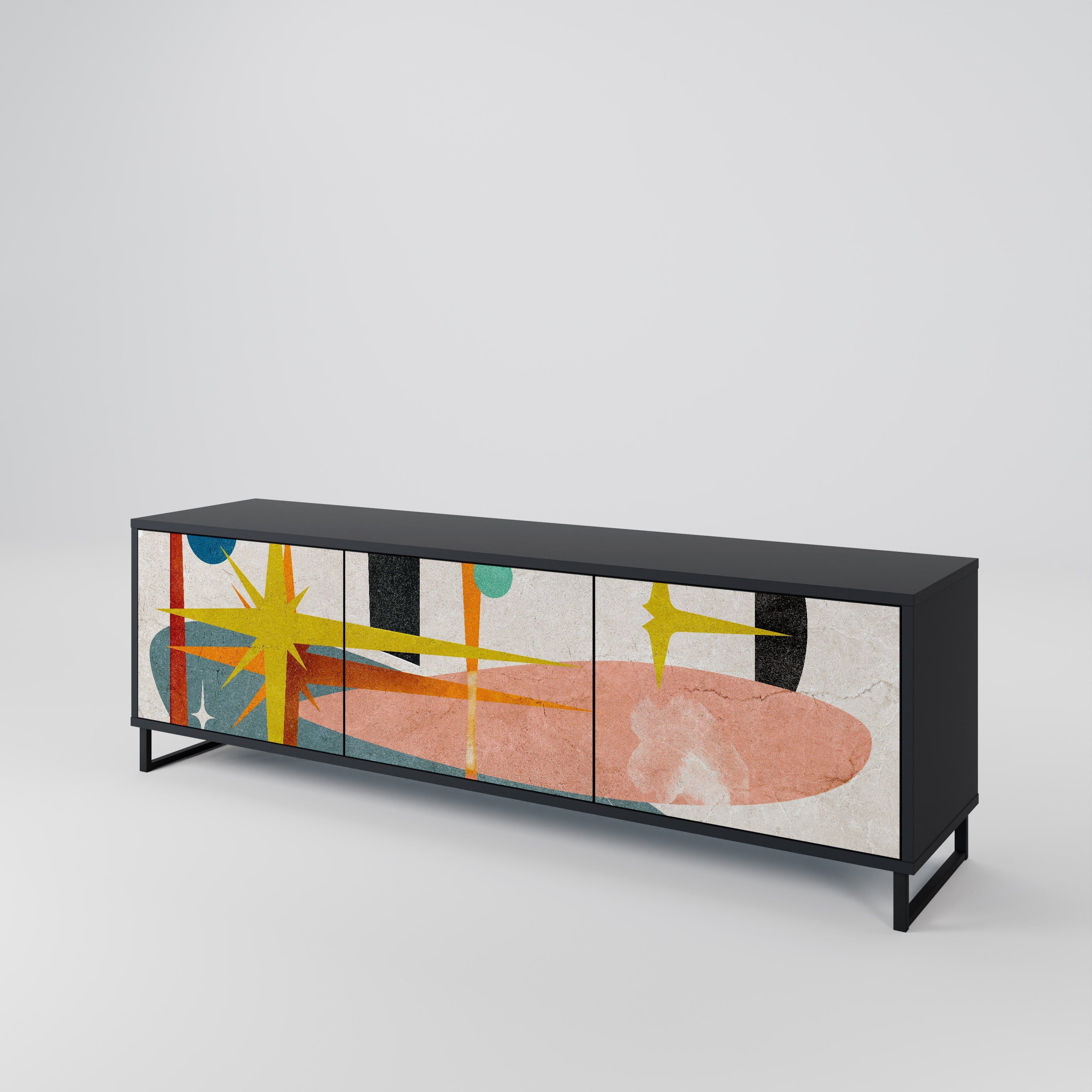 INTERSTELLAR VIBES TV-Lowboard mit 3 Türen in Schwarz