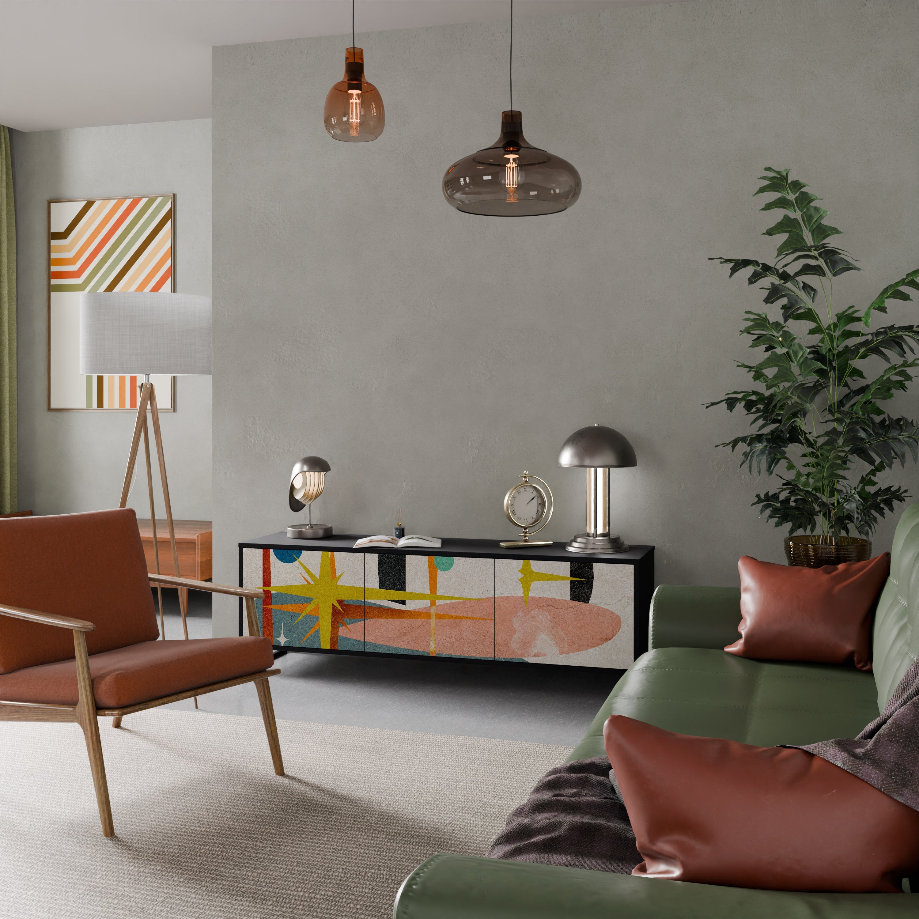 INTERSTELLAR VIBES TV-Lowboard mit 3 Türen in Schwarz