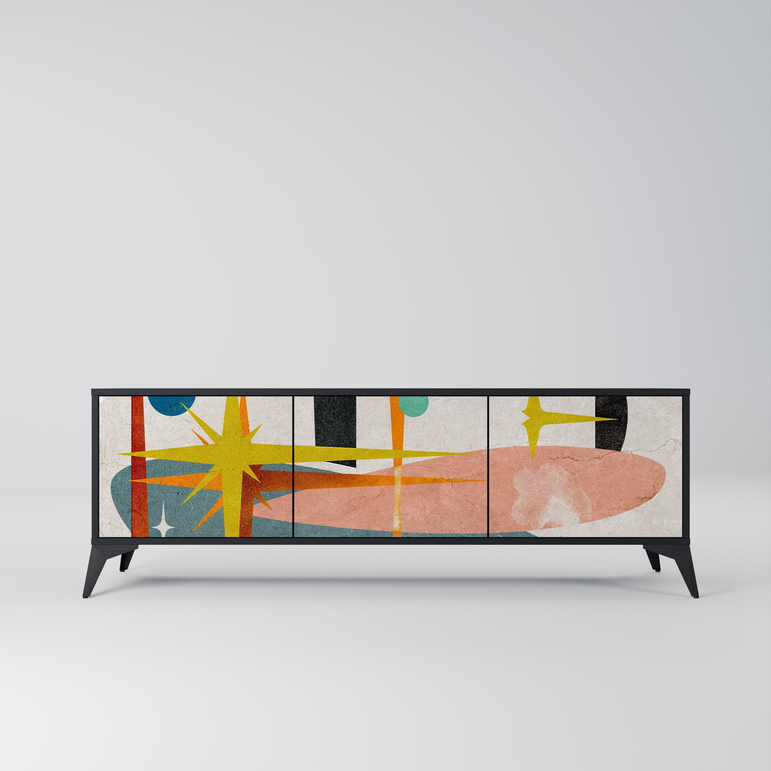 INTERSTELLAR VIBES TV-Lowboard mit 3 Türen in Schwarz