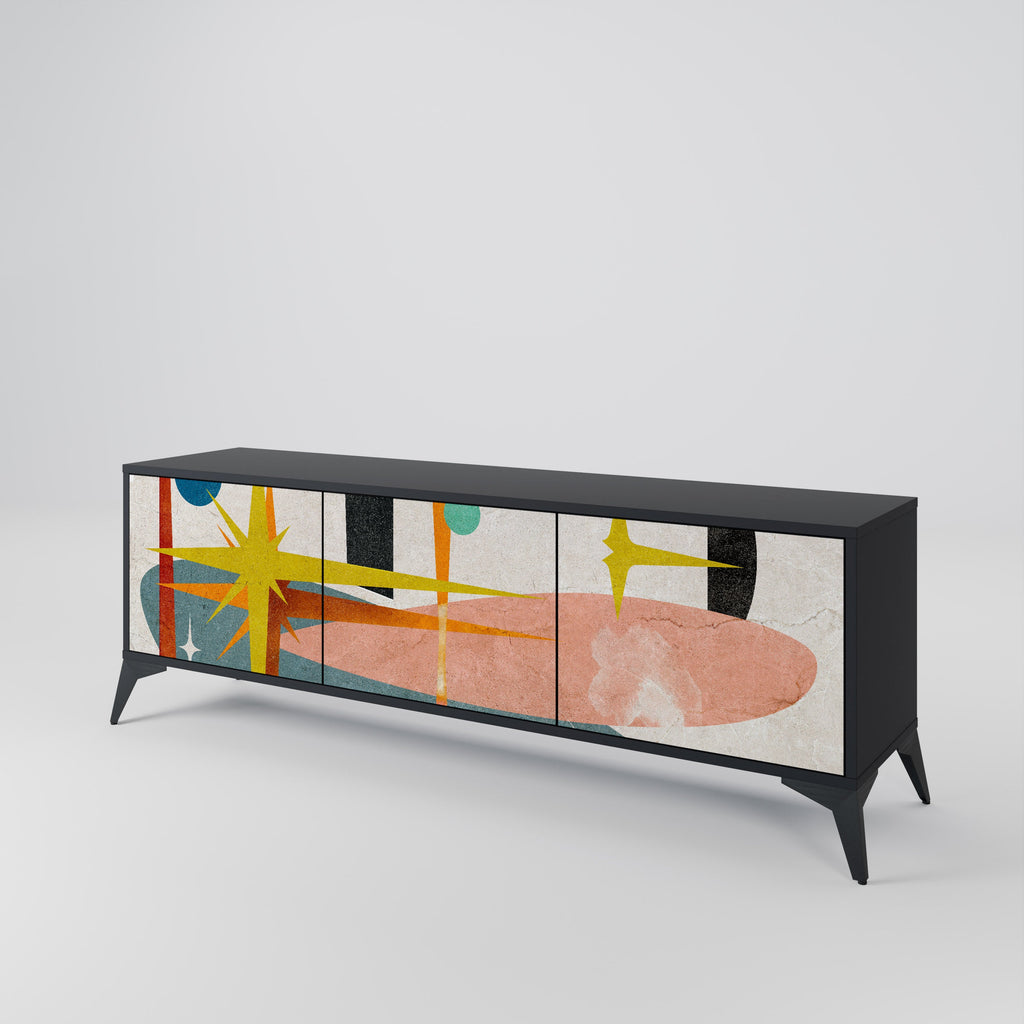 INTERSTELLAR VIBES TV-Lowboard mit 3 Türen in Schwarz