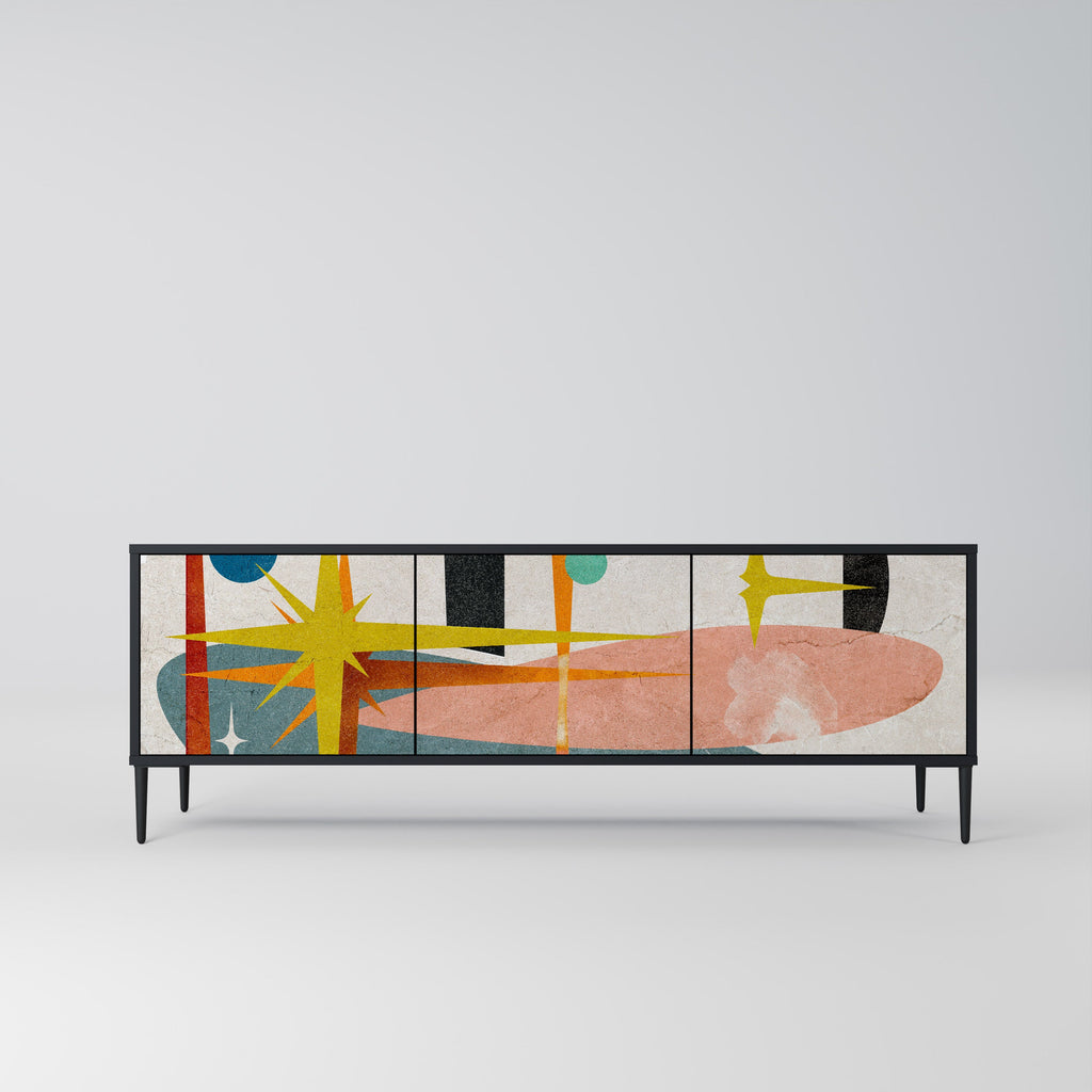 INTERSTELLAR VIBES TV-Lowboard mit 3 Türen in Schwarz