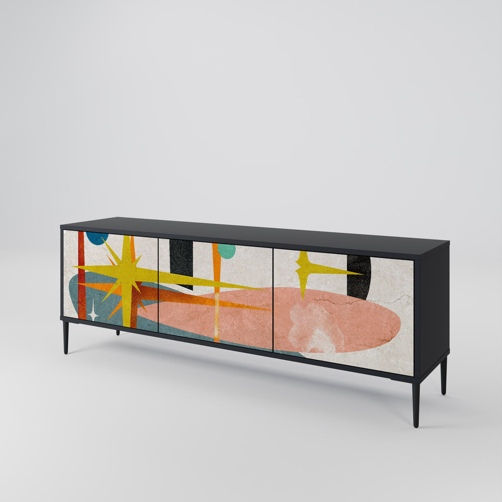 INTERSTELLAR VIBES TV-Lowboard mit 3 Türen in Schwarz