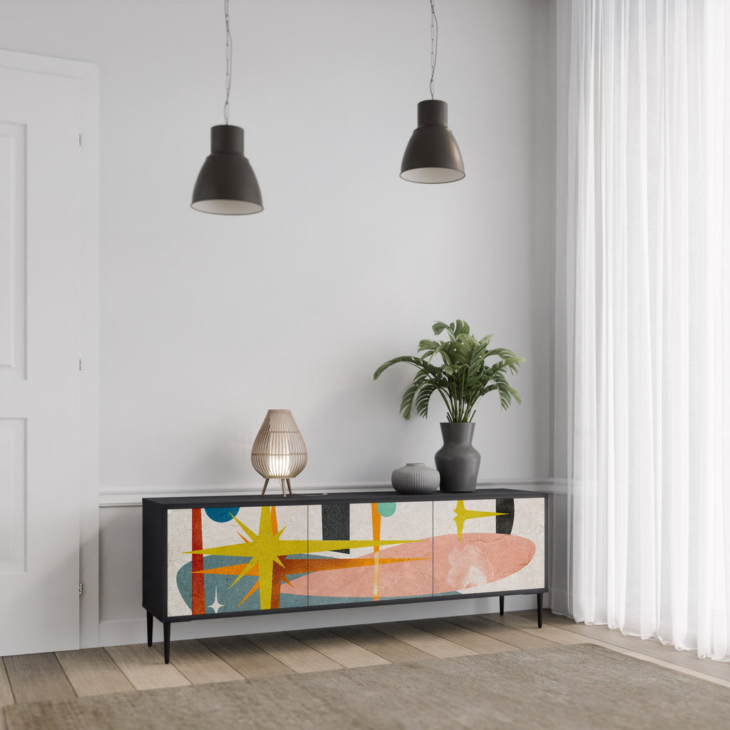 INTERSTELLAR VIBES TV-Lowboard mit 3 Türen in Schwarz