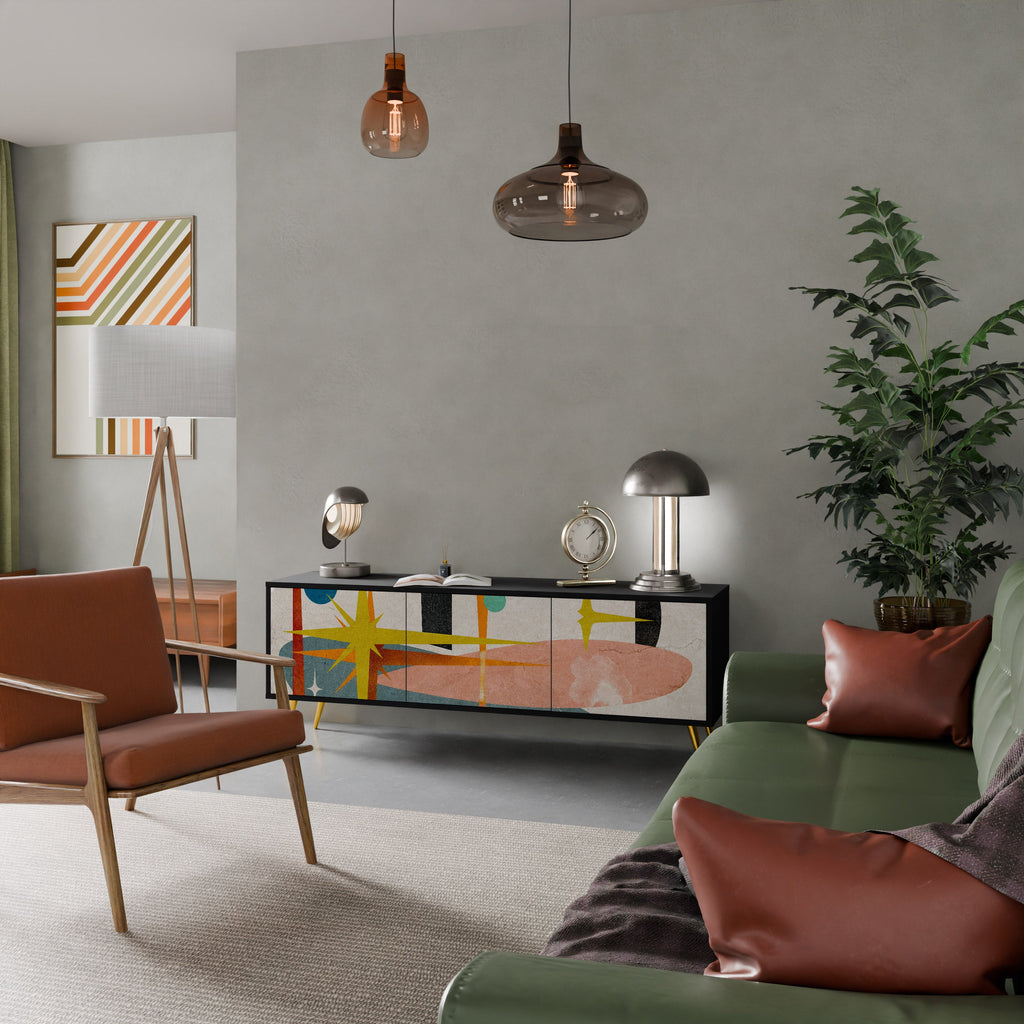 INTERSTELLAR VIBES TV-Lowboard mit 3 Türen in Schwarz