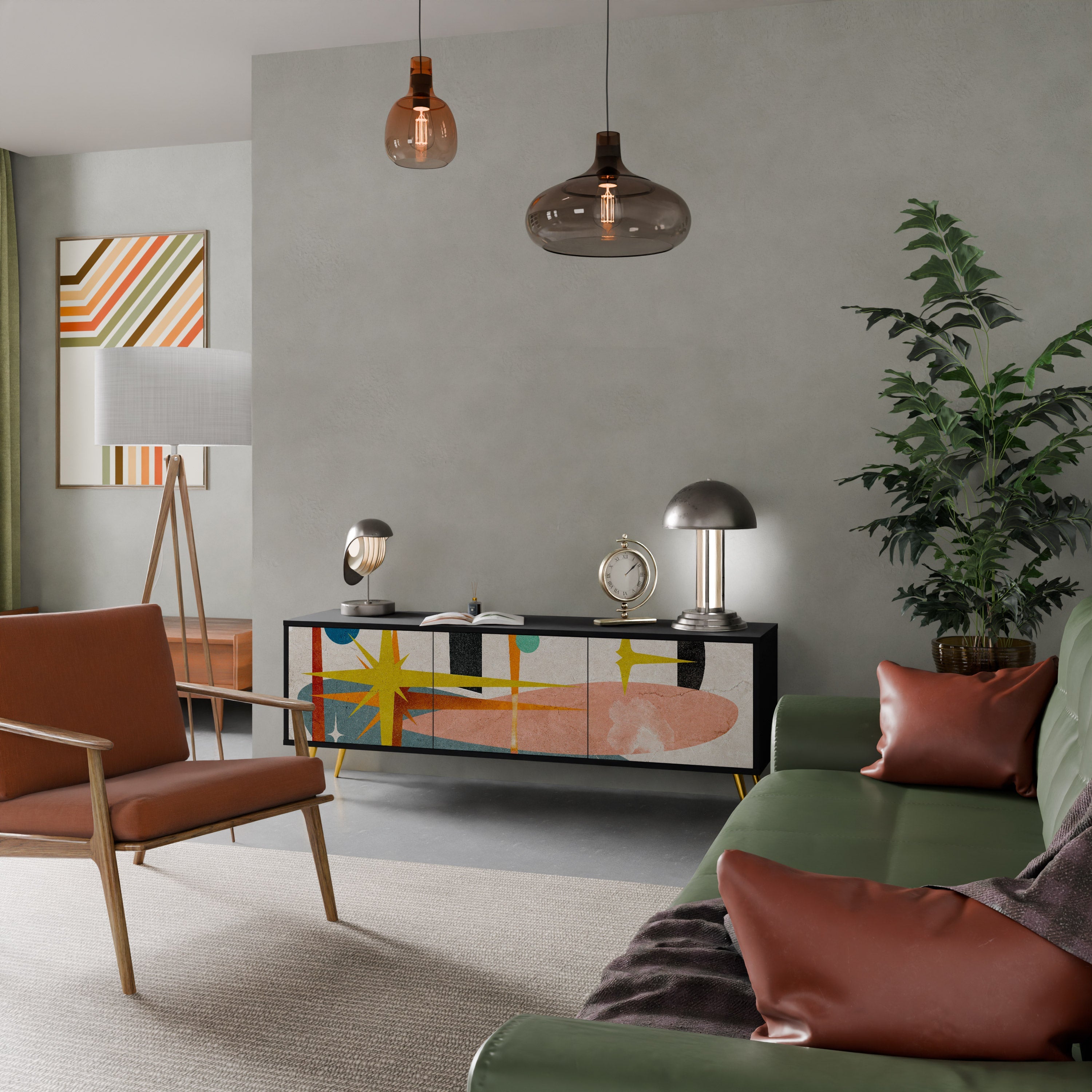 INTERSTELLAR VIBES TV-Lowboard mit 3 Türen in Schwarz