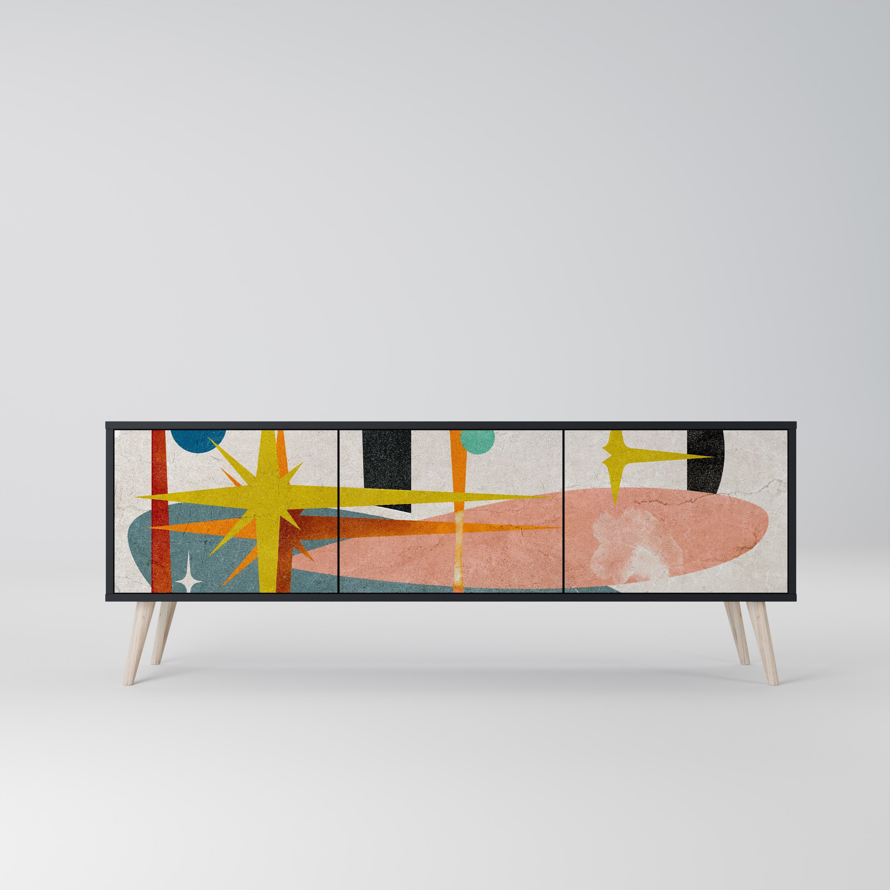 INTERSTELLAR VIBES TV-Lowboard mit 3 Türen in Schwarz