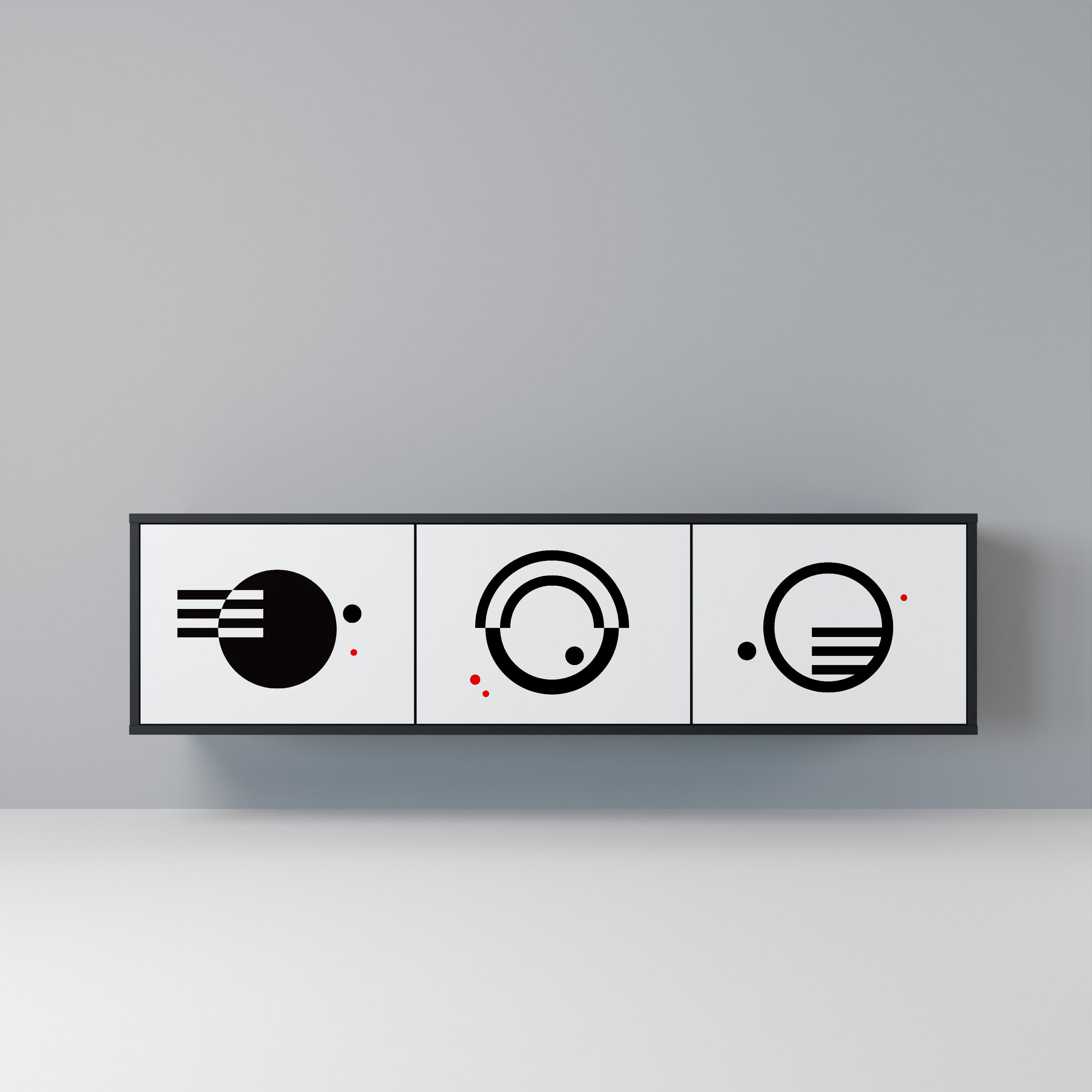 BLACK AND WHITE COMBINATION TV-Lowboard mit 3 Türen in Schwarz