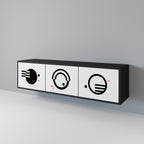 BLACK AND WHITE COMBINATION TV-Lowboard mit 3 Türen in Schwarz