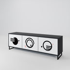 BLACK AND WHITE COMBINATION TV-Lowboard mit 3 Türen in Schwarz