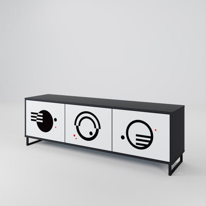 BLACK AND WHITE COMBINATION 3-Door TV Cabinet