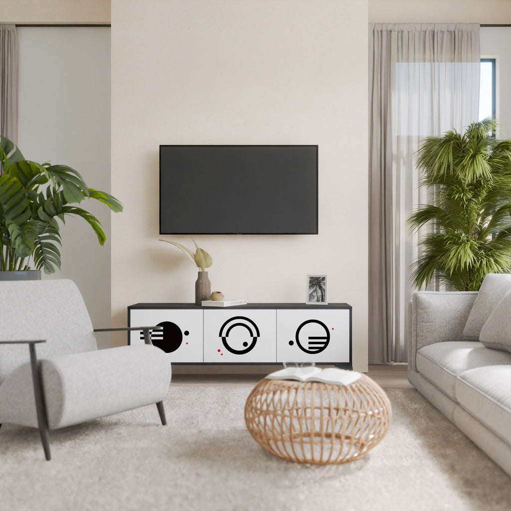 BLACK AND WHITE COMBINATION TV-Lowboard mit 3 Türen in Schwarz