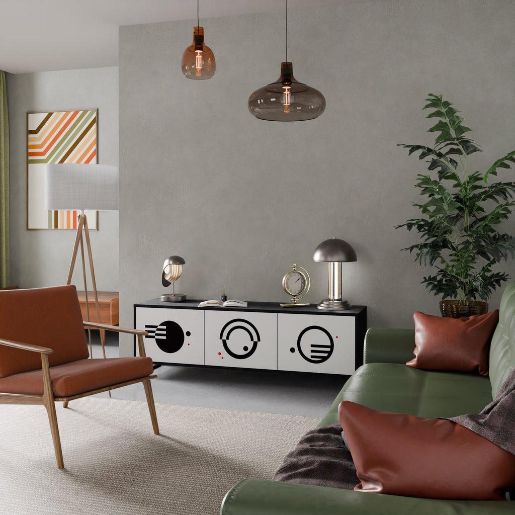 BLACK AND WHITE COMBINATION TV-Lowboard mit 3 Türen in Schwarz