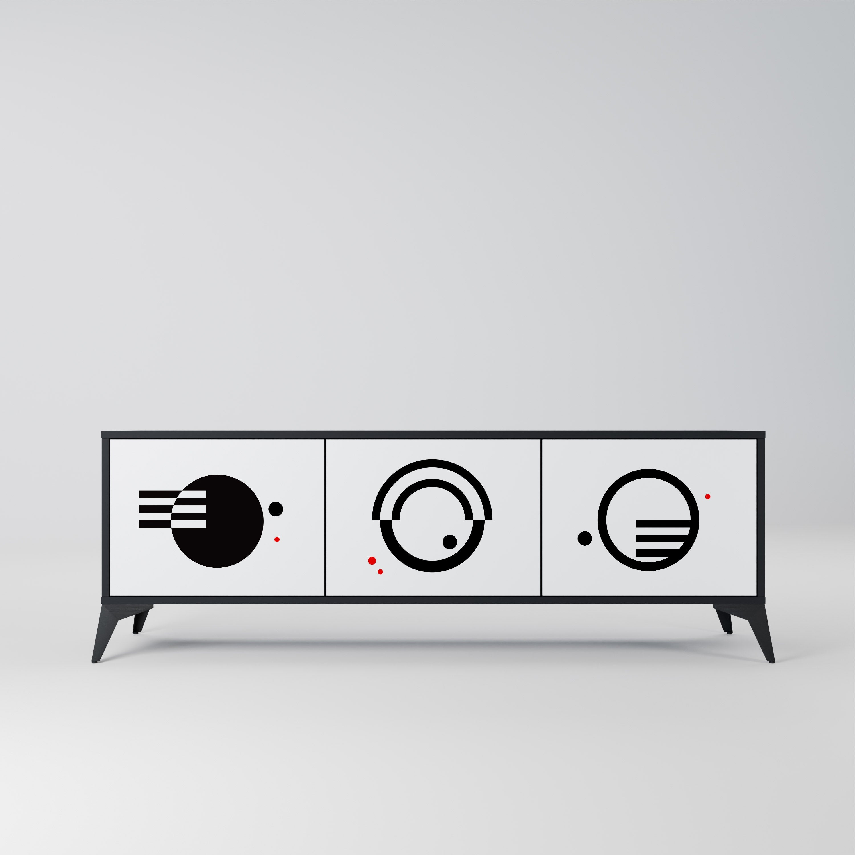 BLACK AND WHITE COMBINATION TV-Lowboard mit 3 Türen in Schwarz