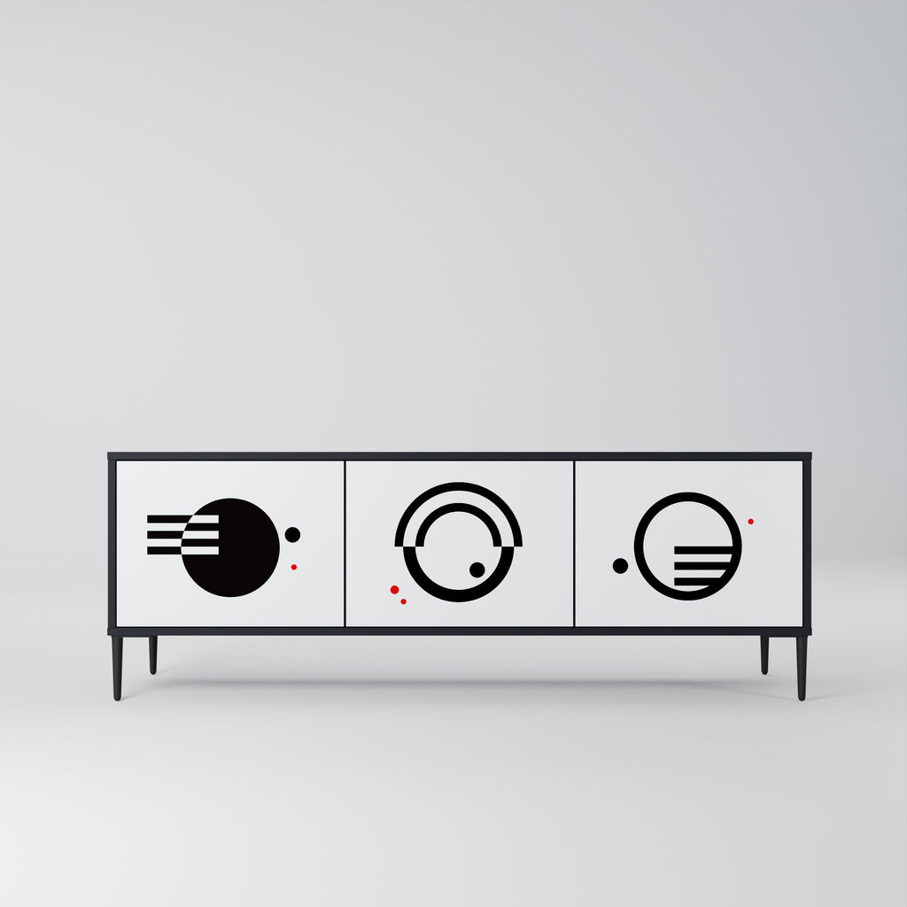 BLACK AND WHITE COMBINATION TV-Lowboard mit 3 Türen in Schwarz