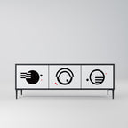 BLACK AND WHITE COMBINATION TV-Lowboard mit 3 Türen in Schwarz