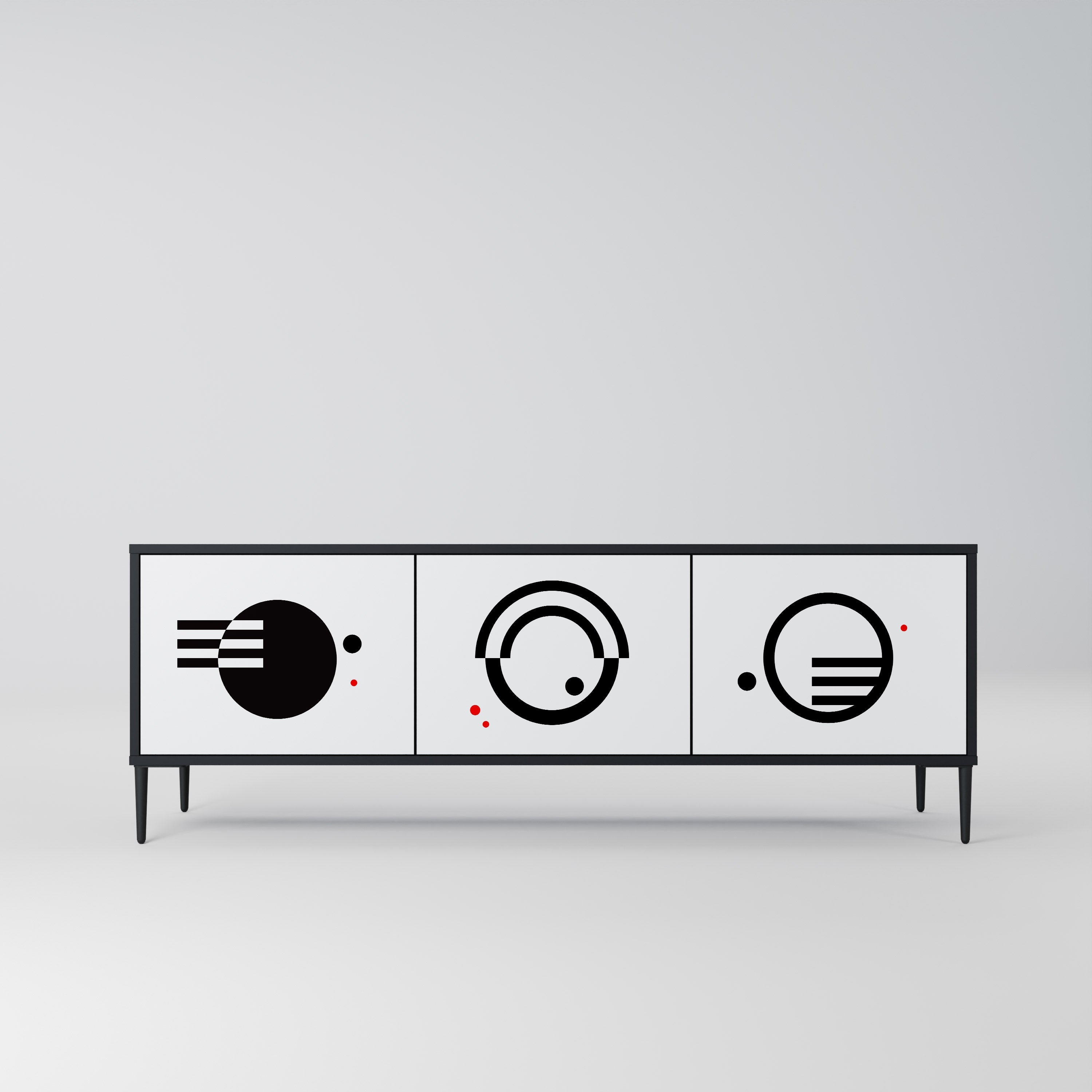 BLACK AND WHITE COMBINATION TV-Lowboard mit 3 Türen in Schwarz