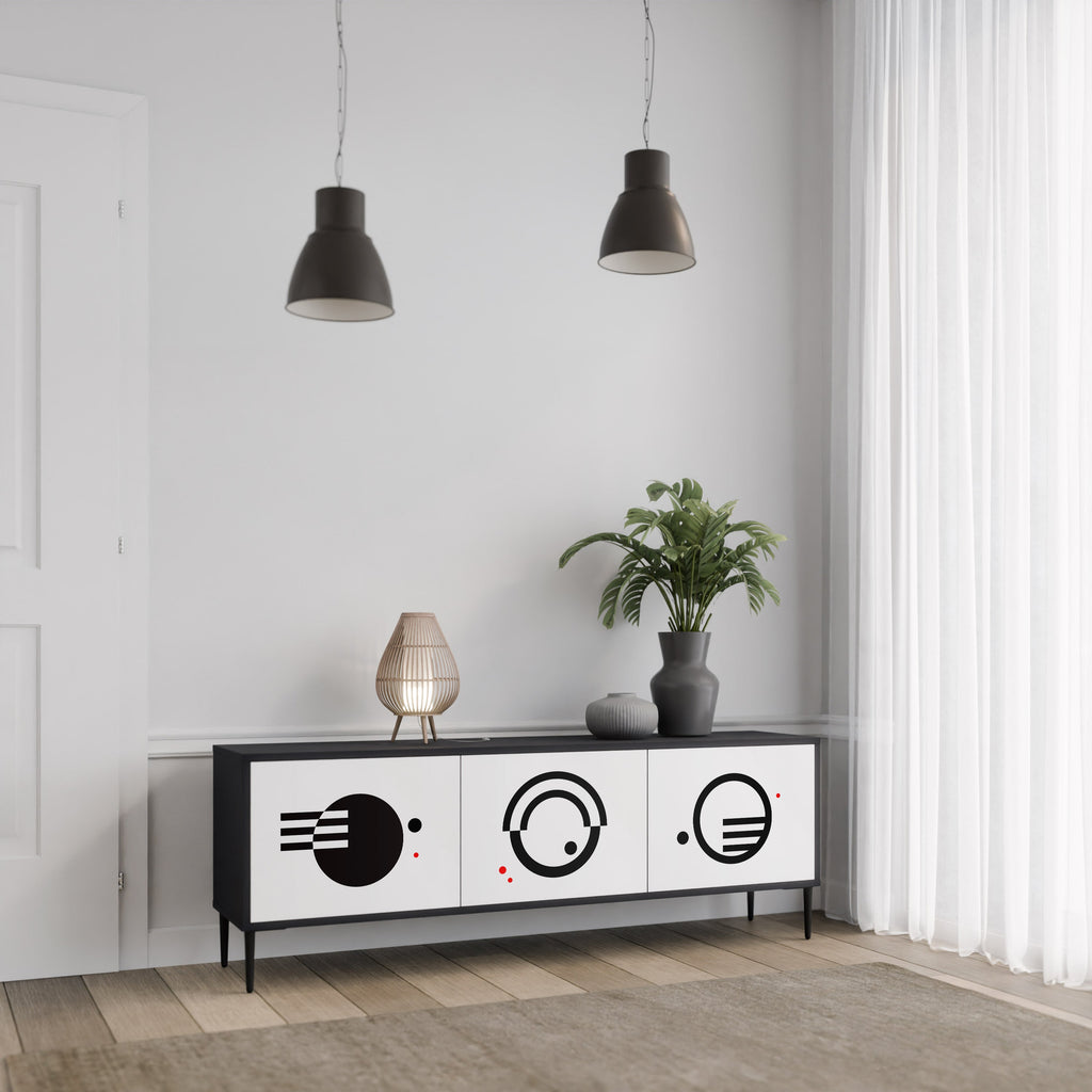 BLACK AND WHITE COMBINATION TV-Lowboard mit 3 Türen in Schwarz