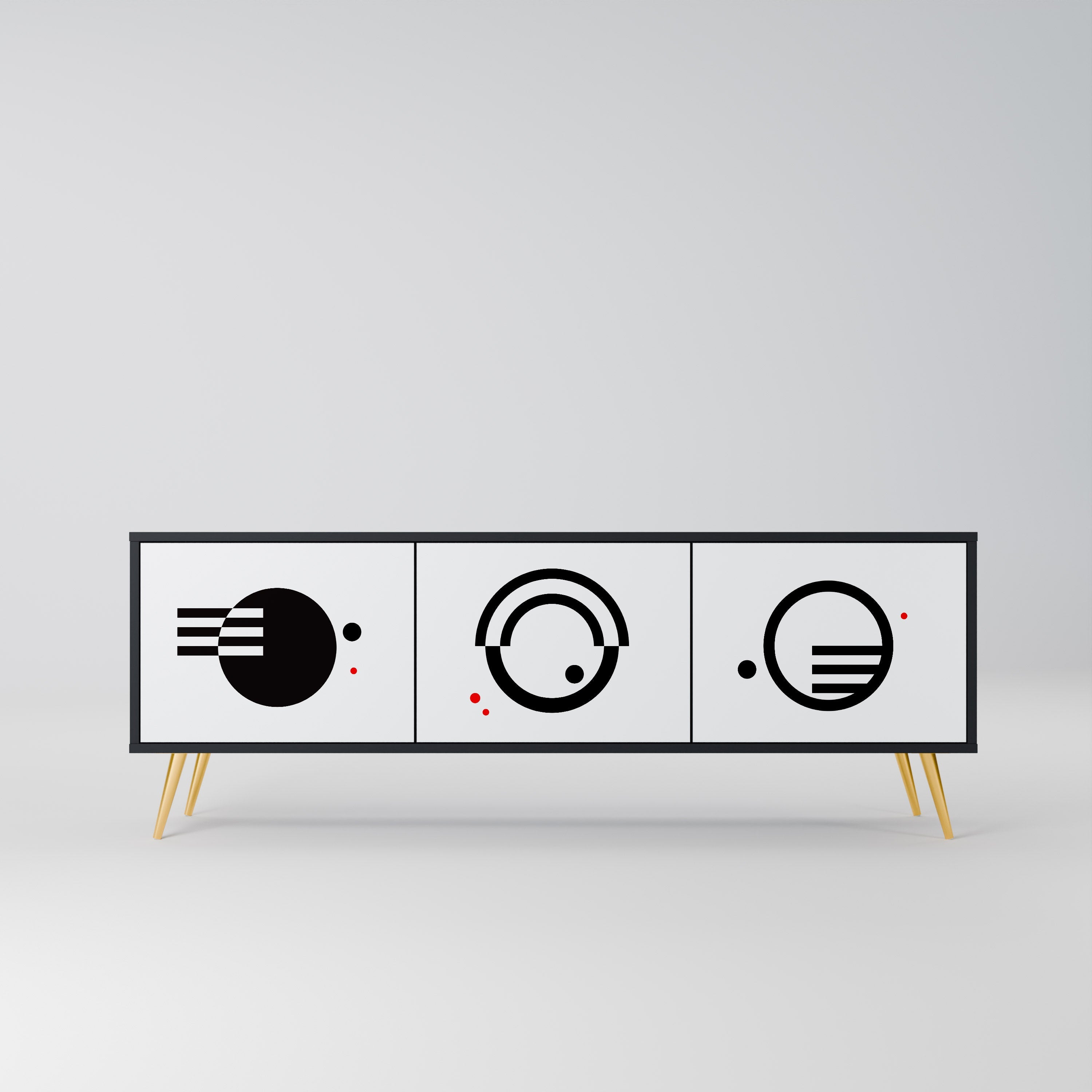 BLACK AND WHITE COMBINATION TV-Lowboard mit 3 Türen in Schwarz