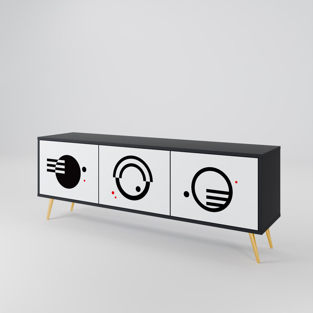 BLACK AND WHITE COMBINATION TV-Lowboard mit 3 Türen in Schwarz