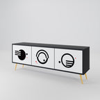 BLACK AND WHITE COMBINATION TV-Lowboard mit 3 Türen in Schwarz