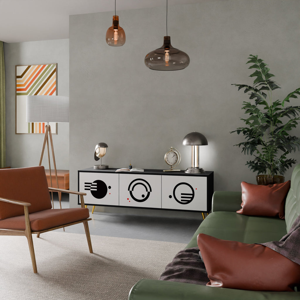 BLACK AND WHITE COMBINATION TV-Lowboard mit 3 Türen in Schwarz