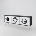 BLACK AND WHITE COMBINATION TV-Lowboard mit 3 Türen in Schwarz