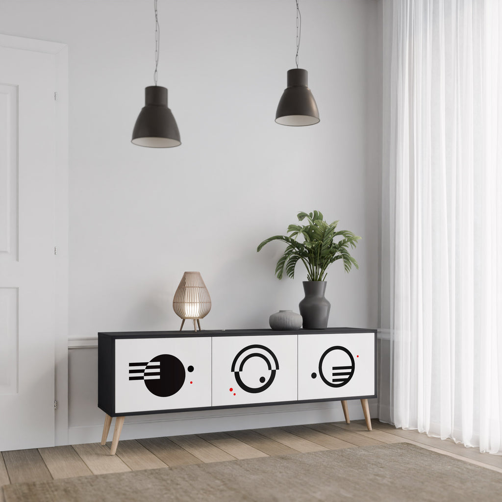 BLACK AND WHITE COMBINATION TV-Lowboard mit 3 Türen in Schwarz