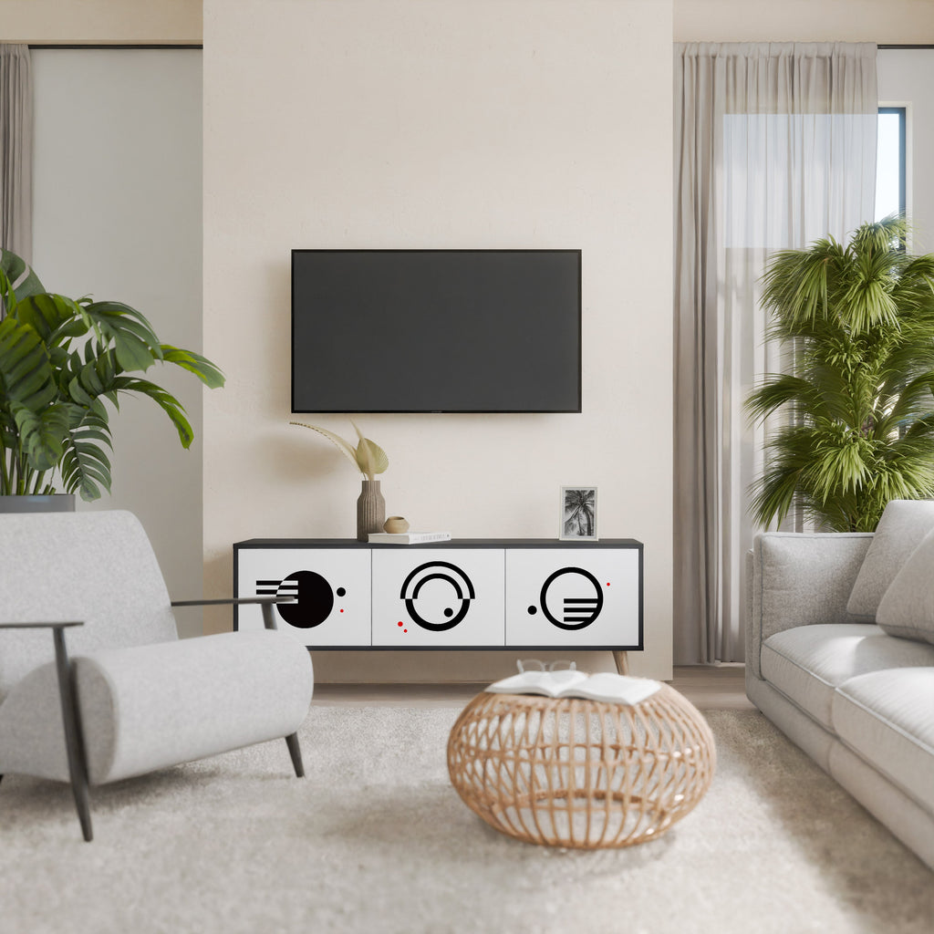 BLACK AND WHITE COMBINATION TV-Lowboard mit 3 Türen in Schwarz