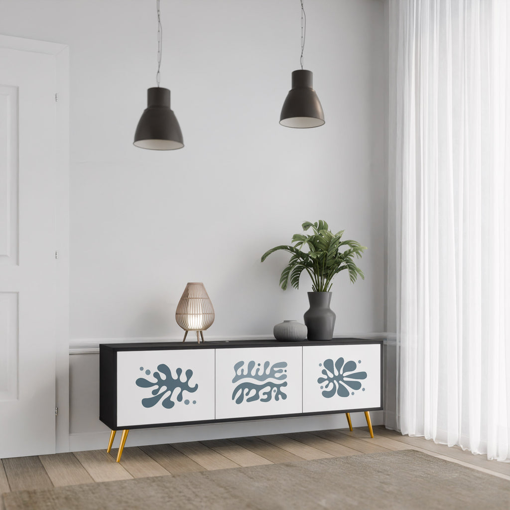 WONDERLAND VEGETATION TV-Lowboard mit 3 Türen in Schwarz