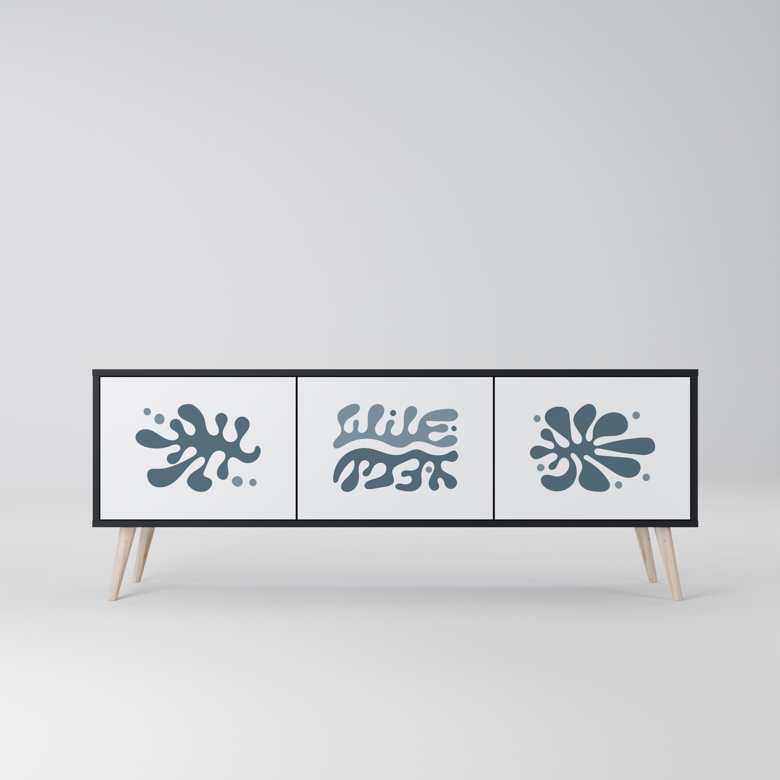 WONDERLAND VEGETATION TV-Lowboard mit 3 Türen in Schwarz