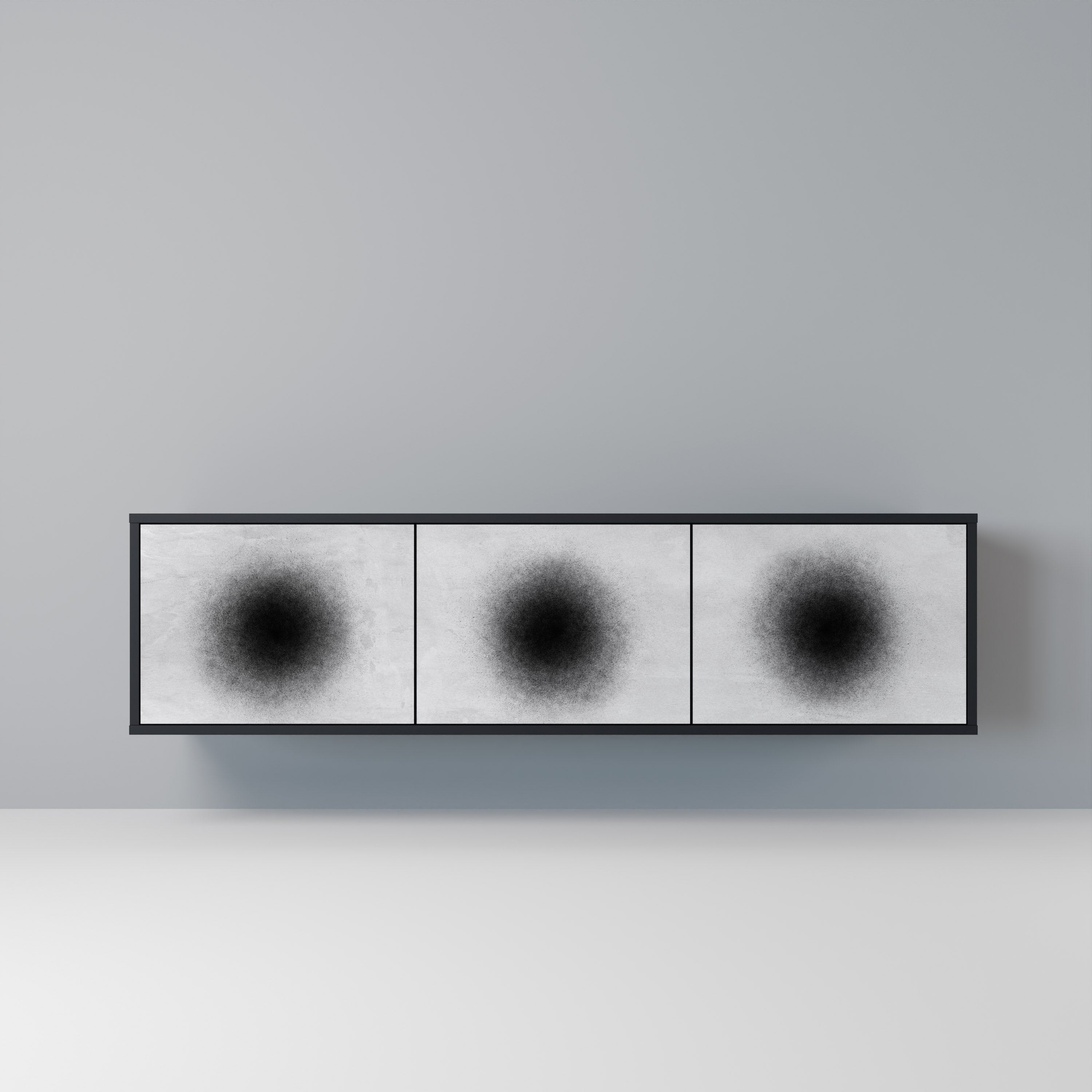 BLACK HOLE TV-Lowboard mit 3 Türen in Schwarz