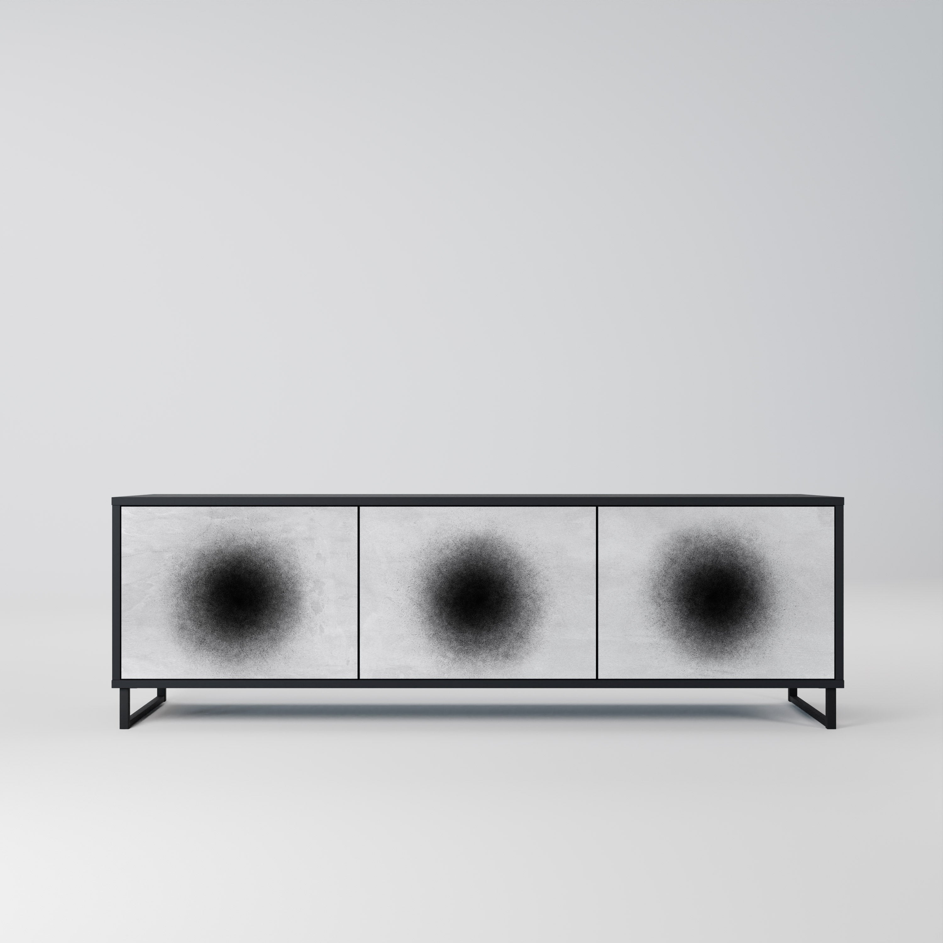 BLACK HOLE TV-Lowboard mit 3 Türen in Schwarz