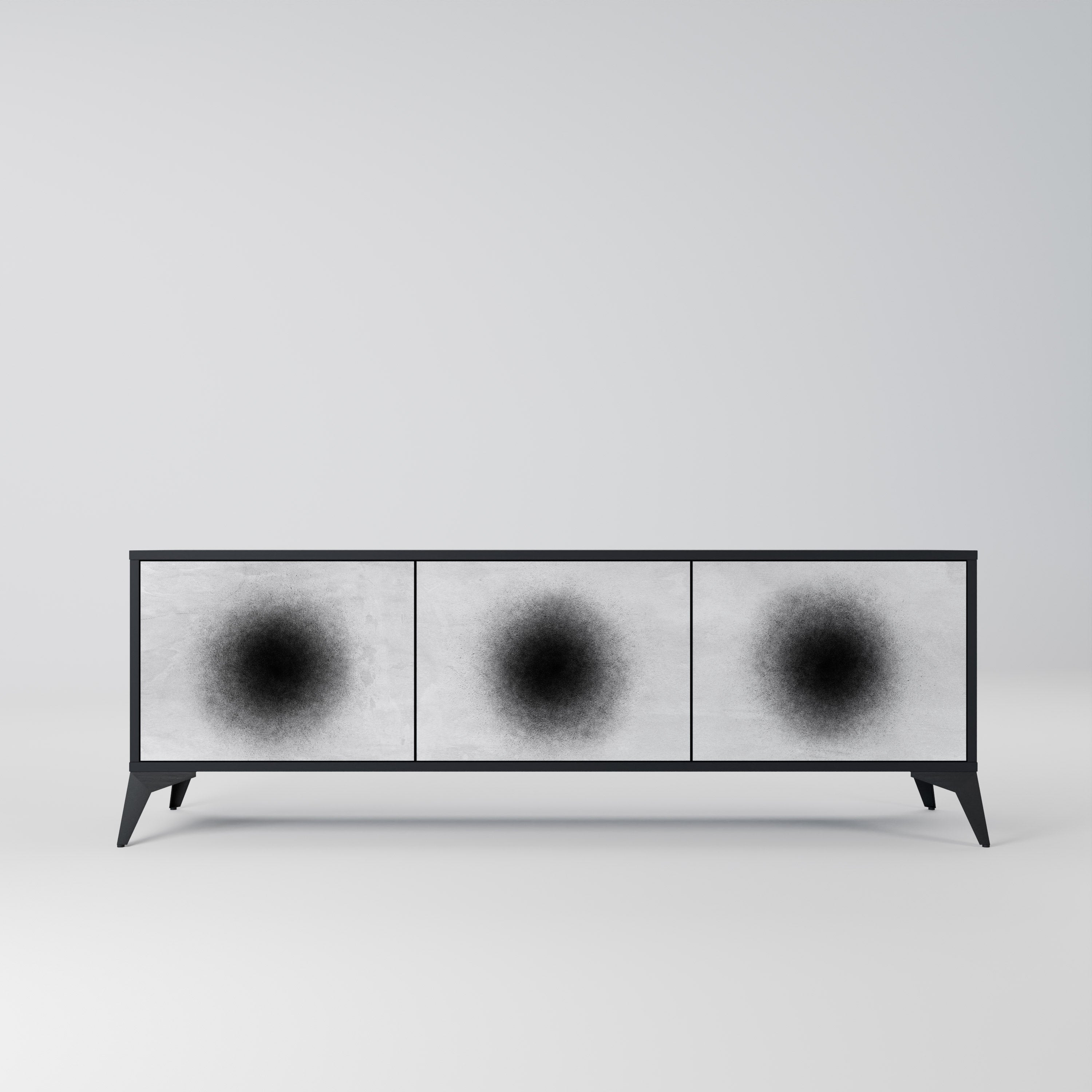 BLACK HOLE TV-Lowboard mit 3 Türen in Schwarz