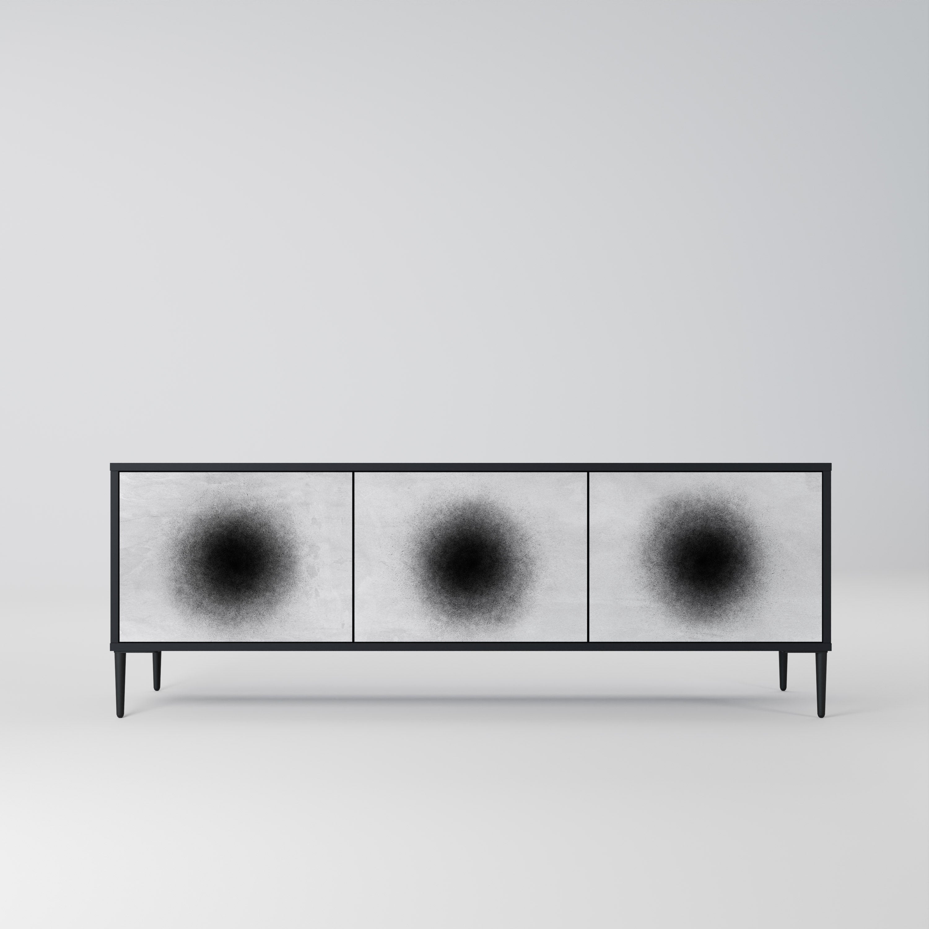 BLACK HOLE TV-Lowboard mit 3 Türen in Schwarz
