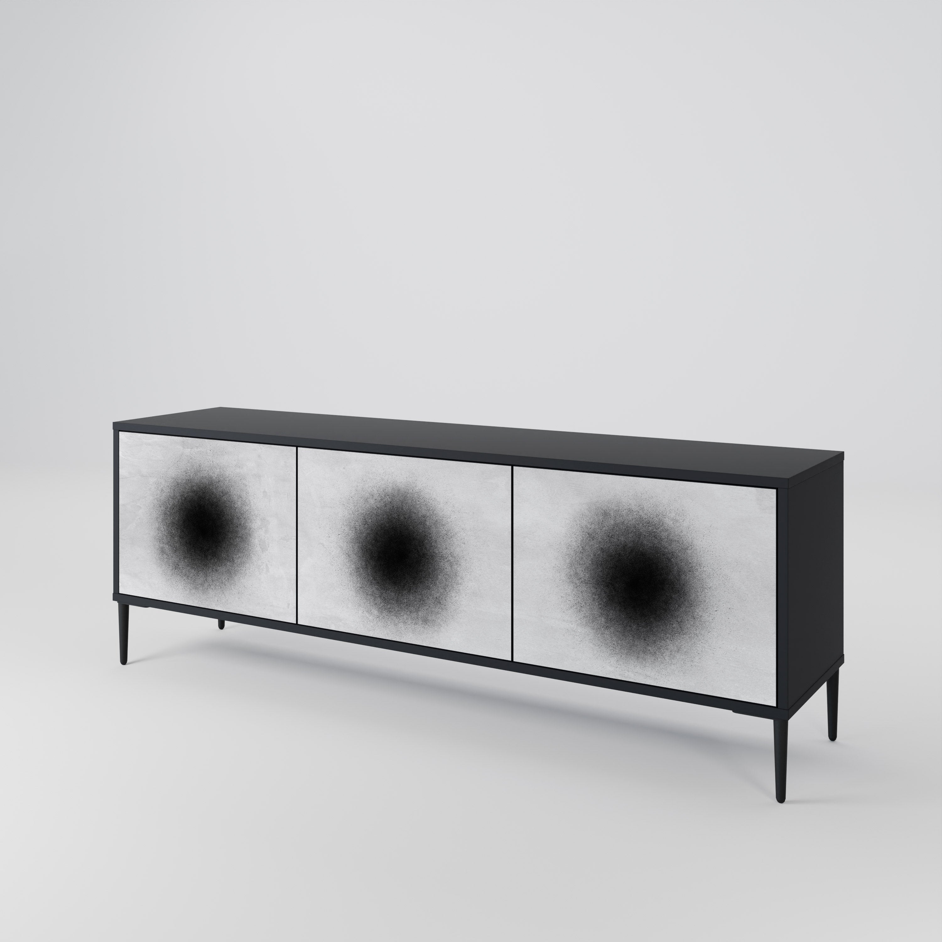 BLACK HOLE TV-Lowboard mit 3 Türen in Schwarz