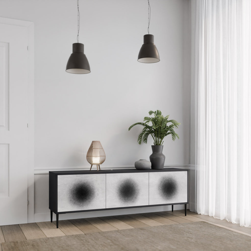 BLACK HOLE TV-Lowboard mit 3 Türen in Schwarz