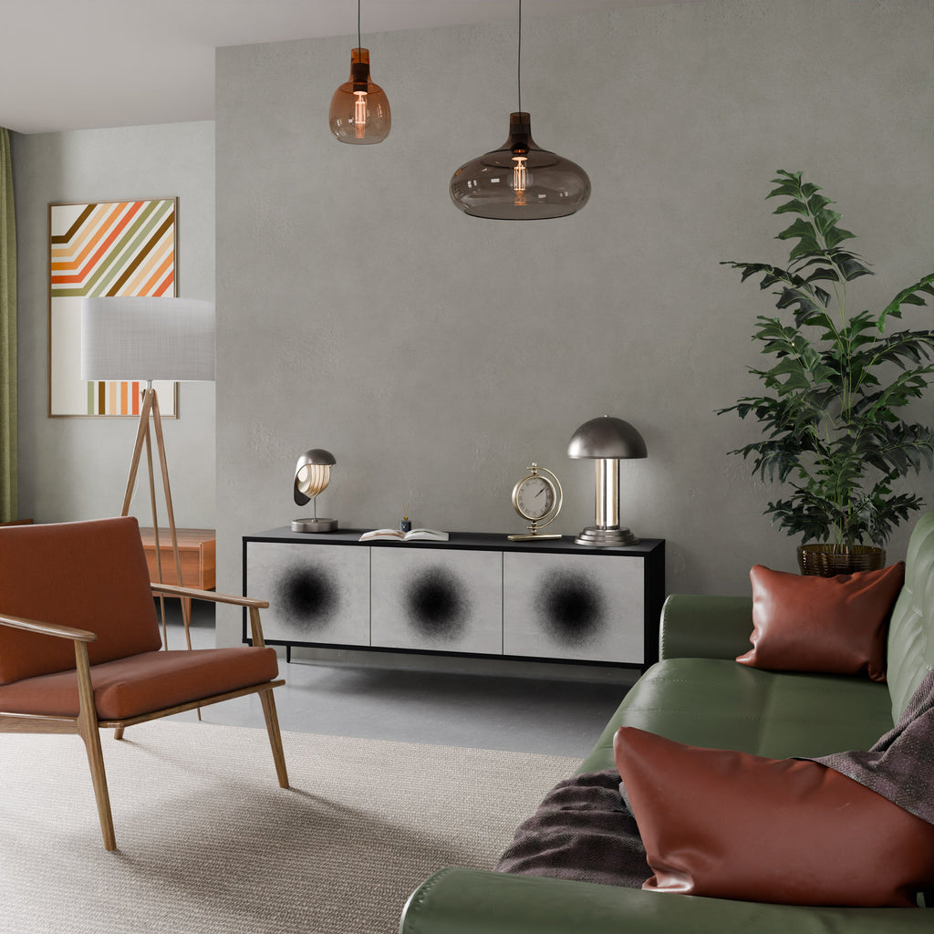 BLACK HOLE TV-Lowboard mit 3 Türen in Schwarz