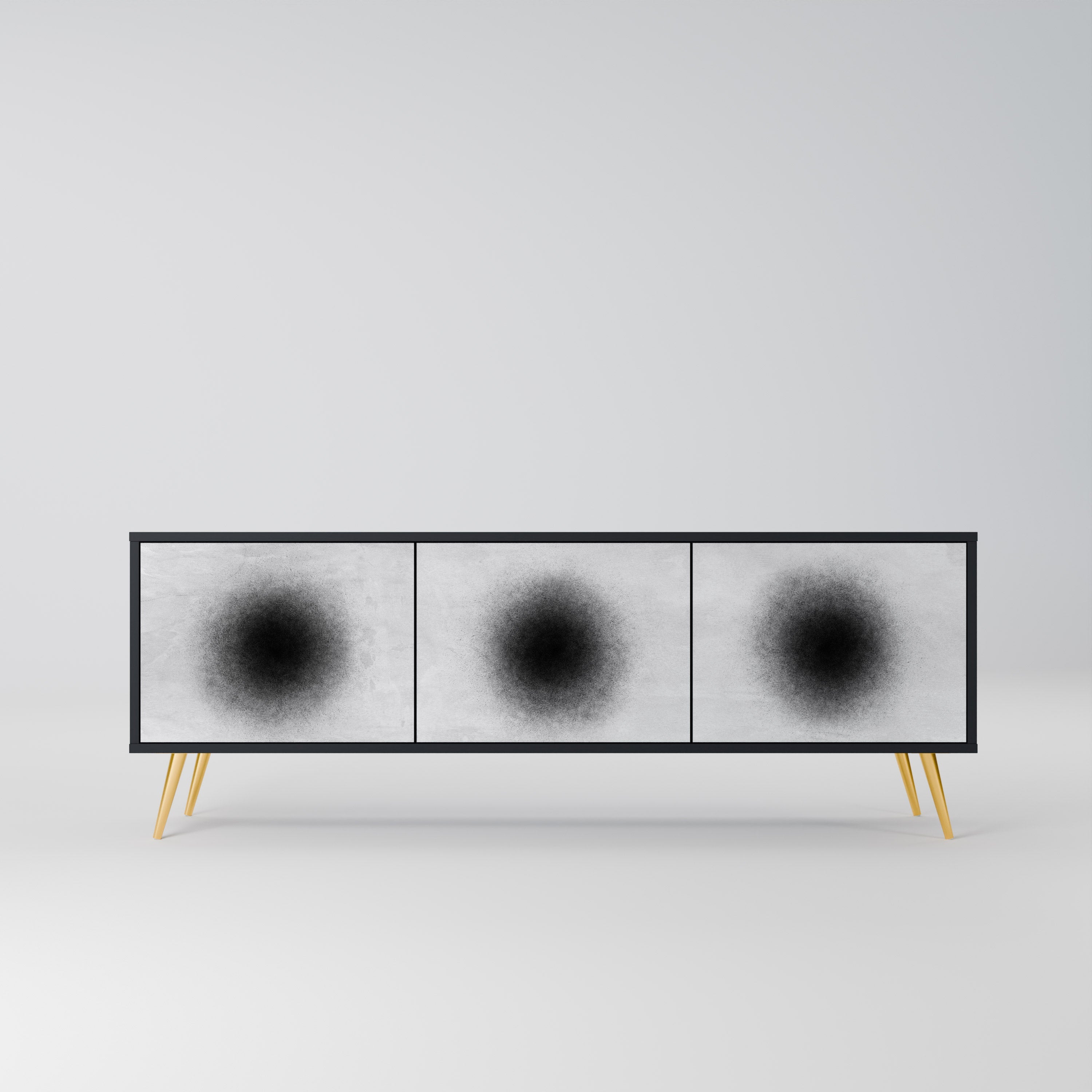 BLACK HOLE TV-Lowboard mit 3 Türen in Schwarz