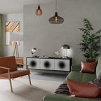 BLACK HOLE TV-Lowboard mit 3 Türen in Schwarz