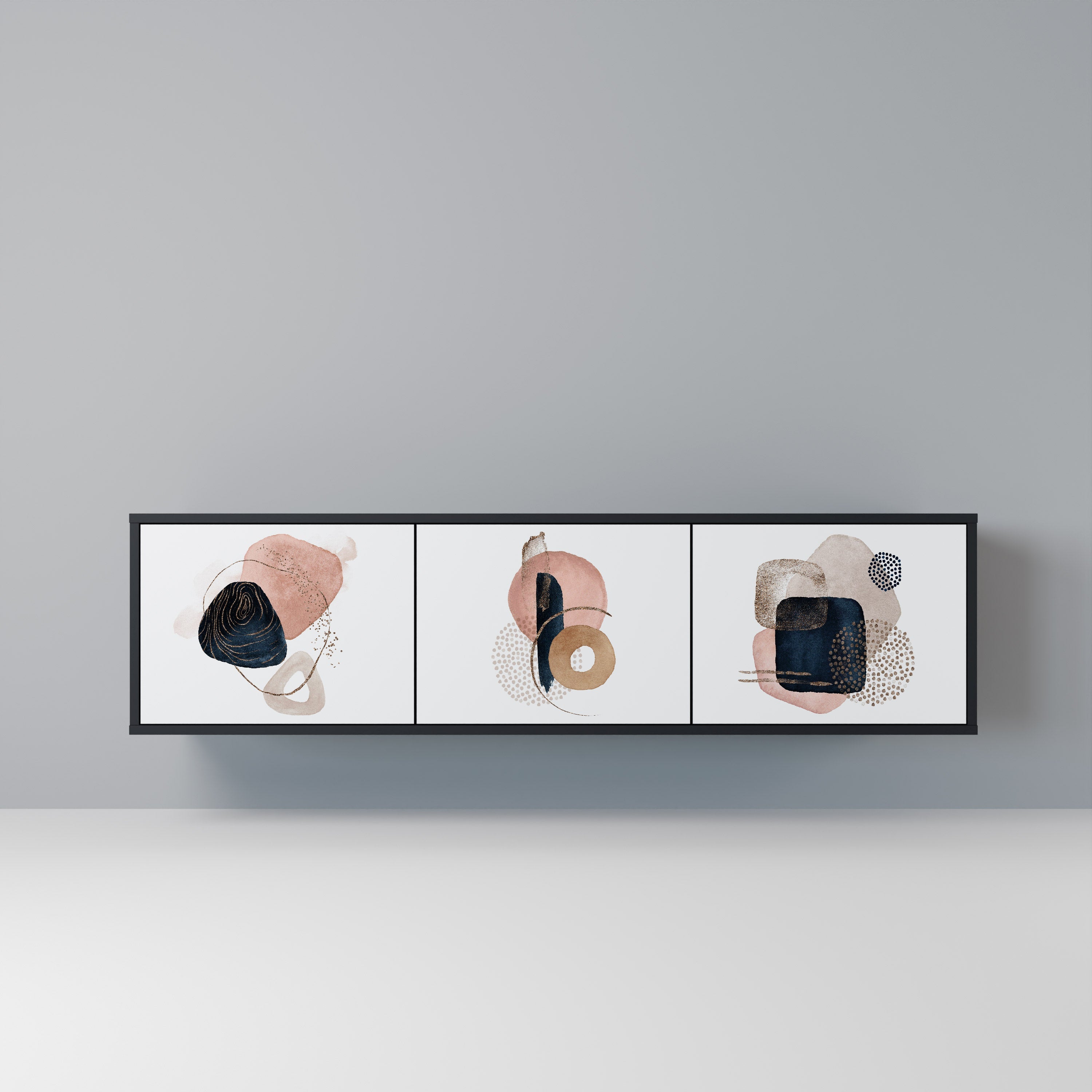 COLORFUL SHAPES TV-Lowboard mit 3 Türen in Schwarz