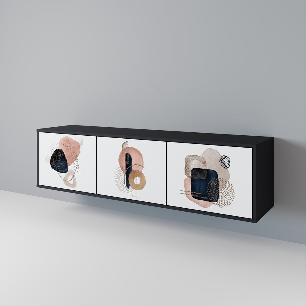 COLORFUL SHAPES TV-Lowboard mit 3 Türen in Schwarz