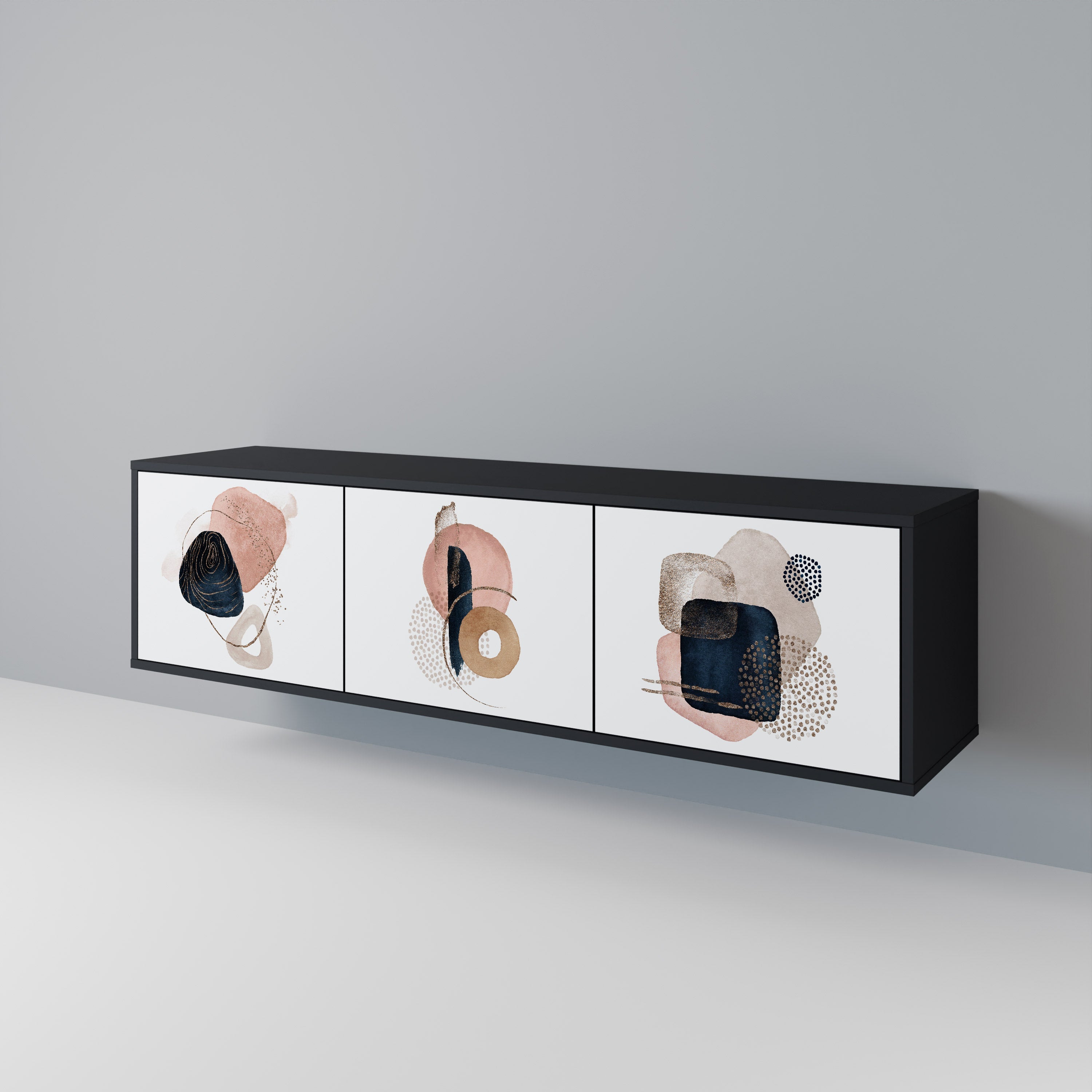 COLORFUL SHAPES TV-Lowboard mit 3 Türen in Schwarz