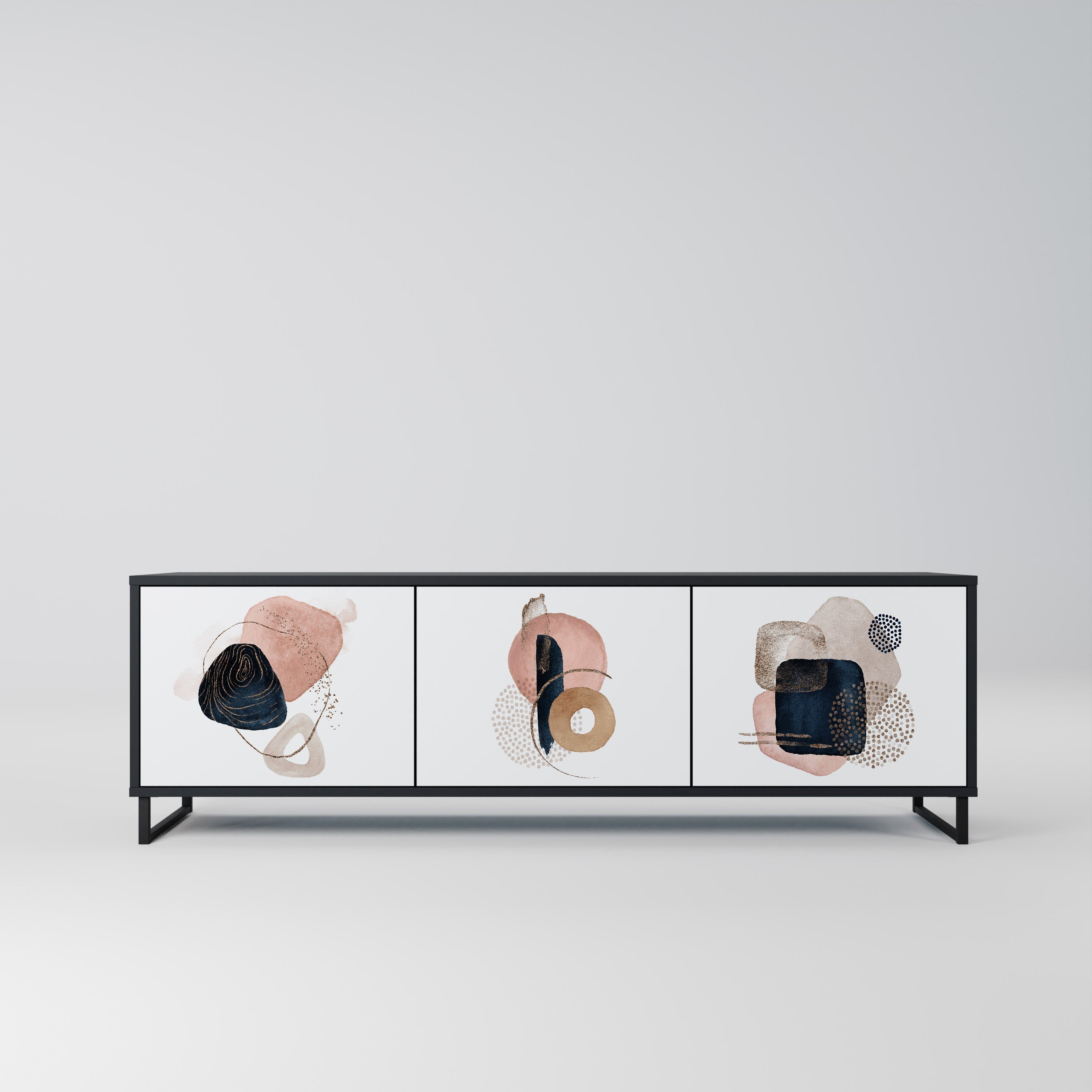 COLORFUL SHAPES TV-Lowboard mit 3 Türen in Schwarz