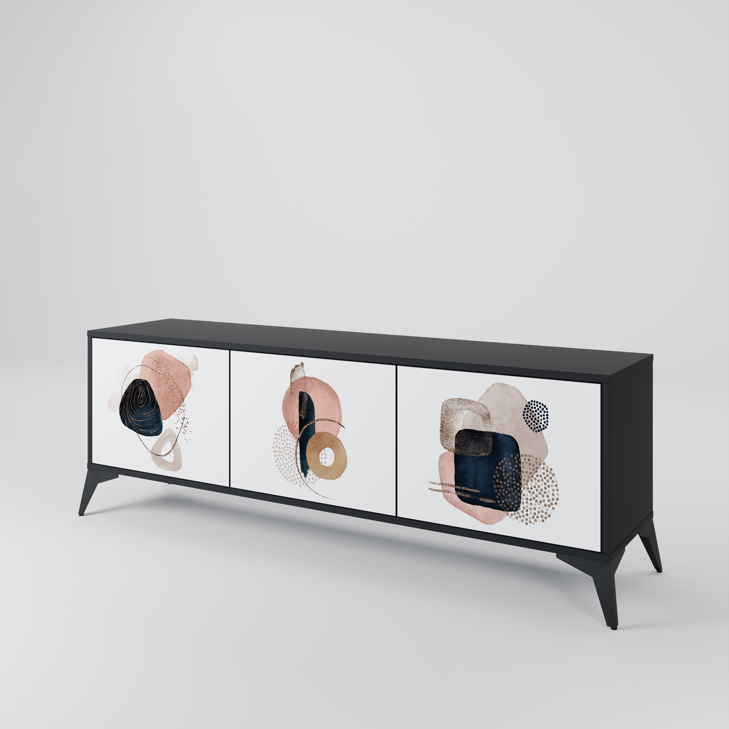 COLORFUL SHAPES TV-Lowboard mit 3 Türen in Schwarz