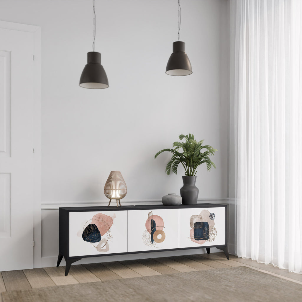 COLORFUL SHAPES TV-Lowboard mit 3 Türen in Schwarz