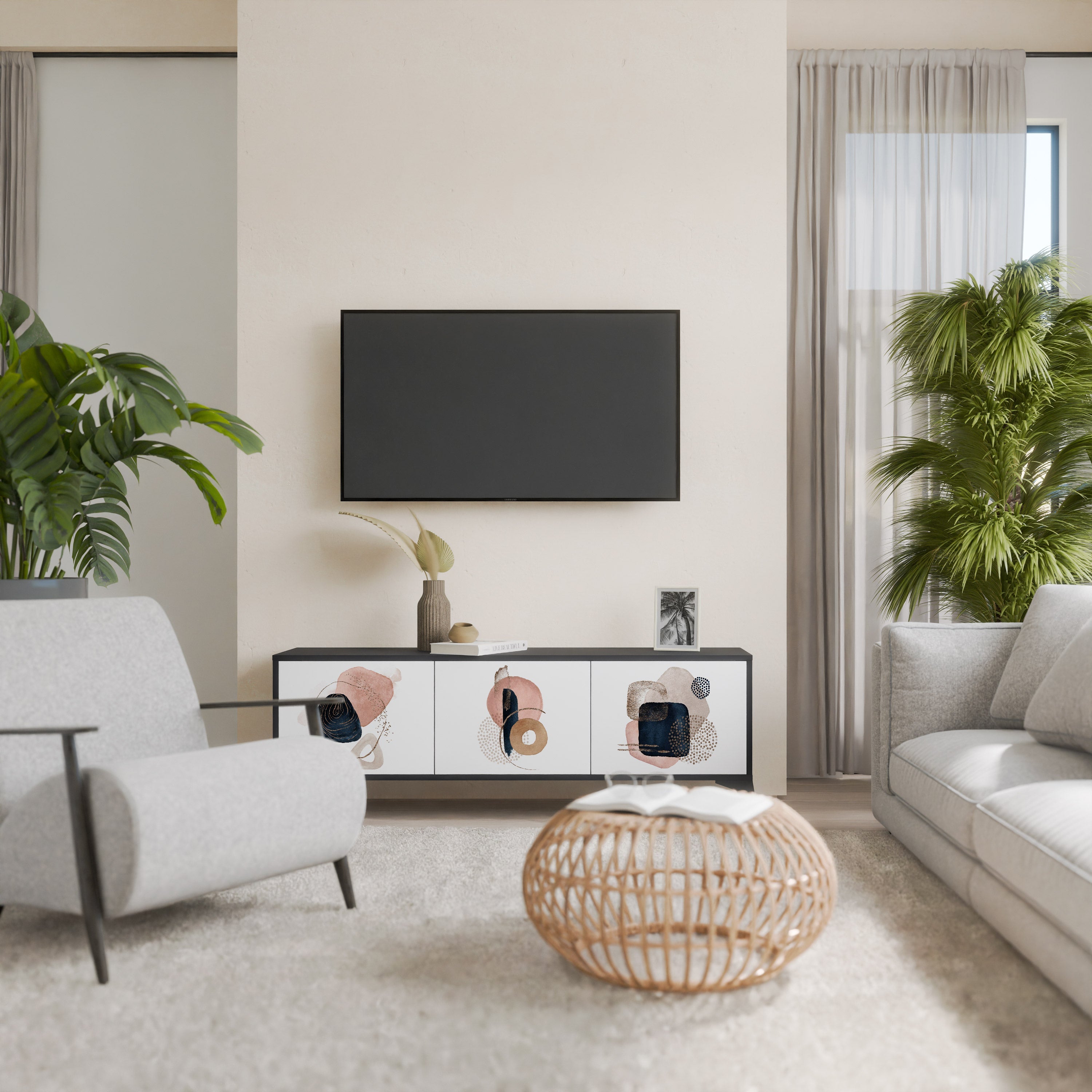COLORFUL SHAPES TV-Lowboard mit 3 Türen in Schwarz