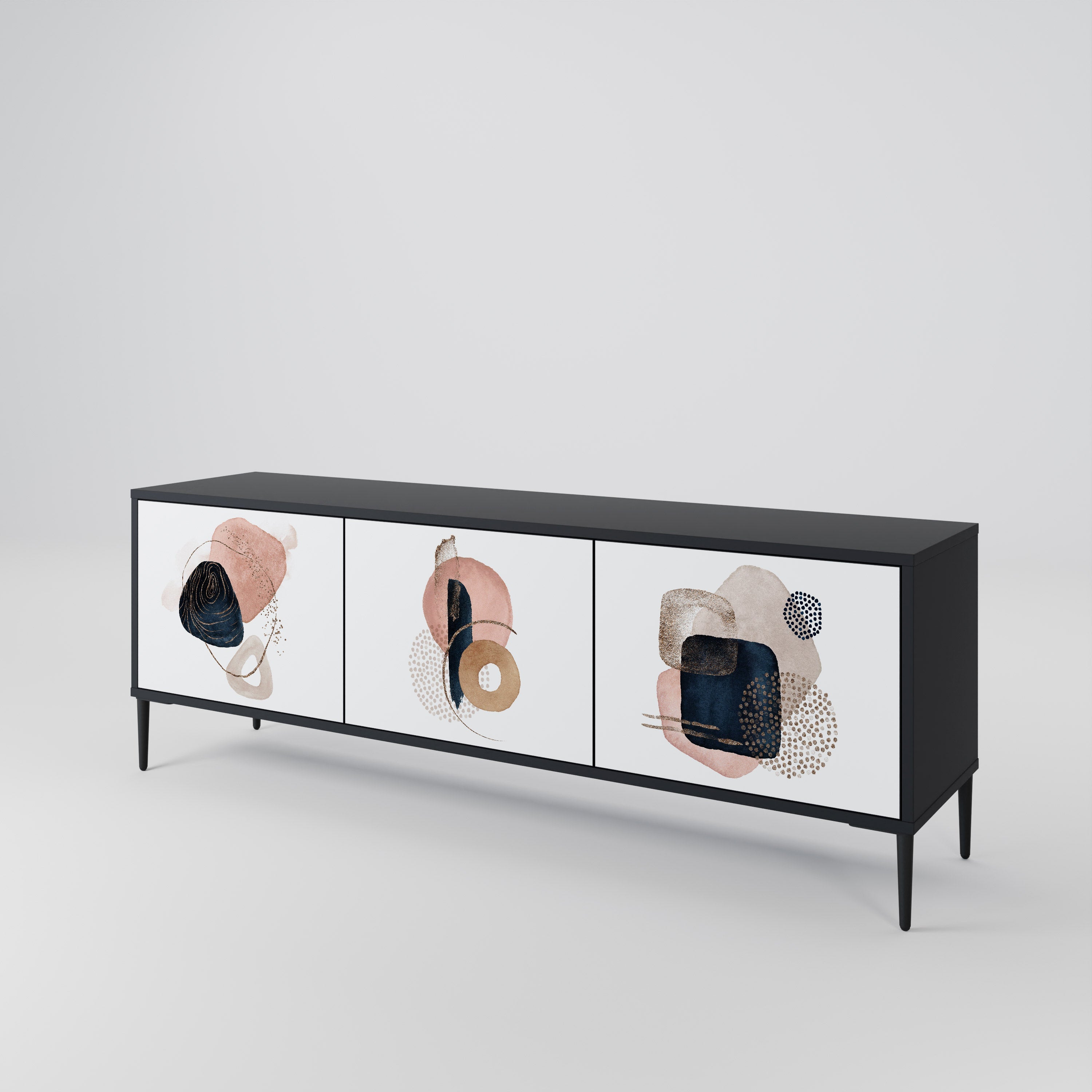 COLORFUL SHAPES TV-Lowboard mit 3 Türen in Schwarz