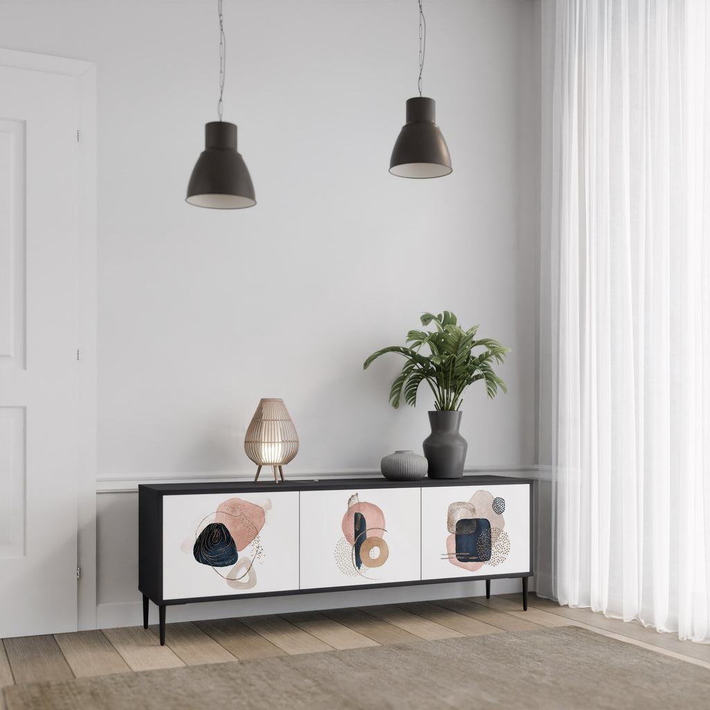 COLORFUL SHAPES TV-Lowboard mit 3 Türen in Schwarz