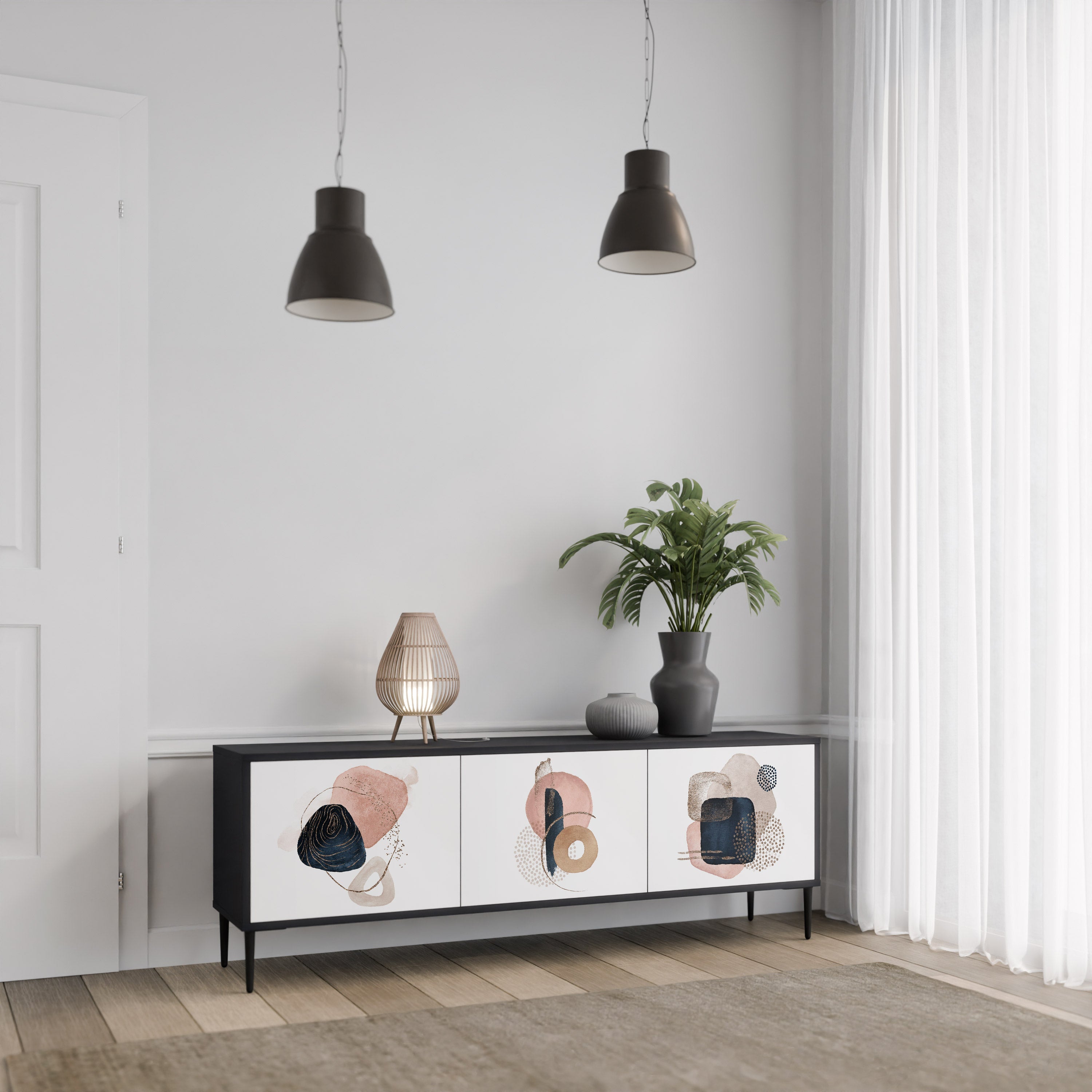 COLORFUL SHAPES TV-Lowboard mit 3 Türen in Schwarz
