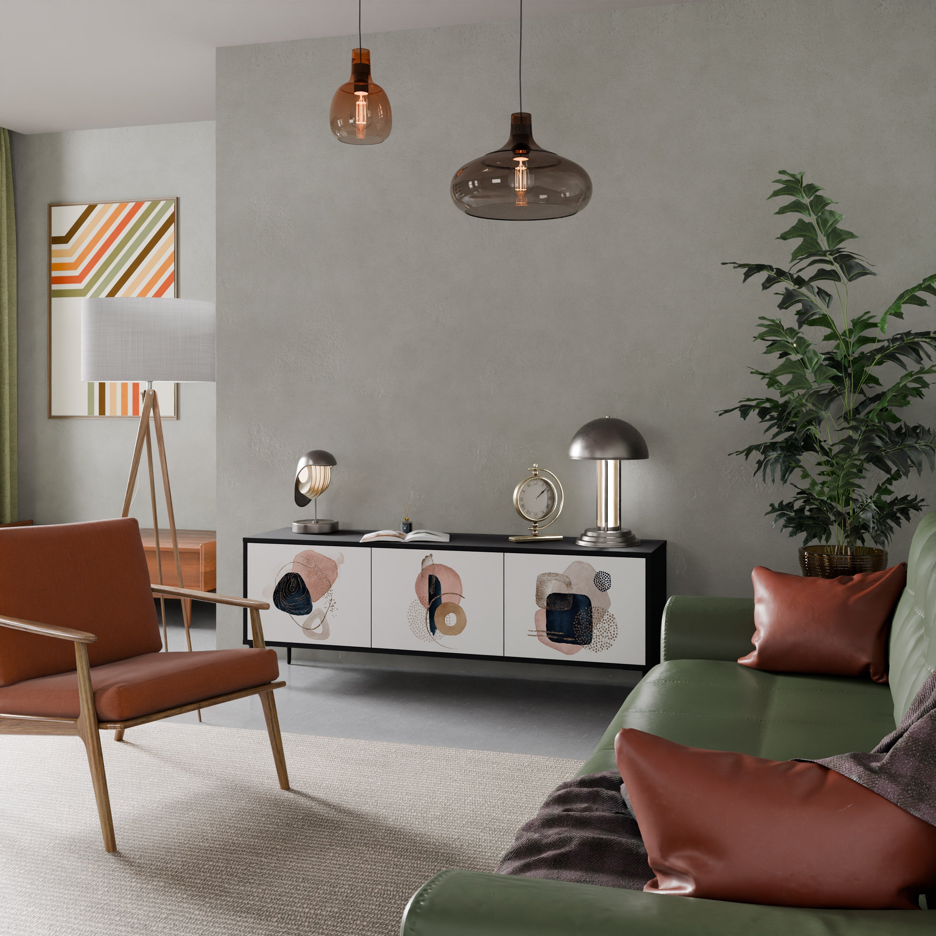 COLORFUL SHAPES TV-Lowboard mit 3 Türen in Schwarz